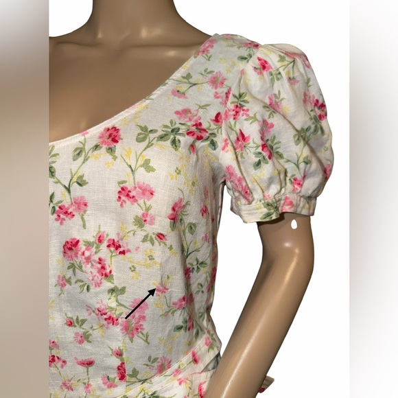 NWT POLO Ralph Lauren Linen Floral Sweet Pea Garden Party Midi Dress Size 12